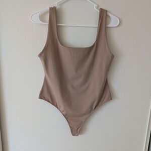 BYLT Basics Womens Large Bodysuit Beige Activewear Athleisure Sportswear Lounge